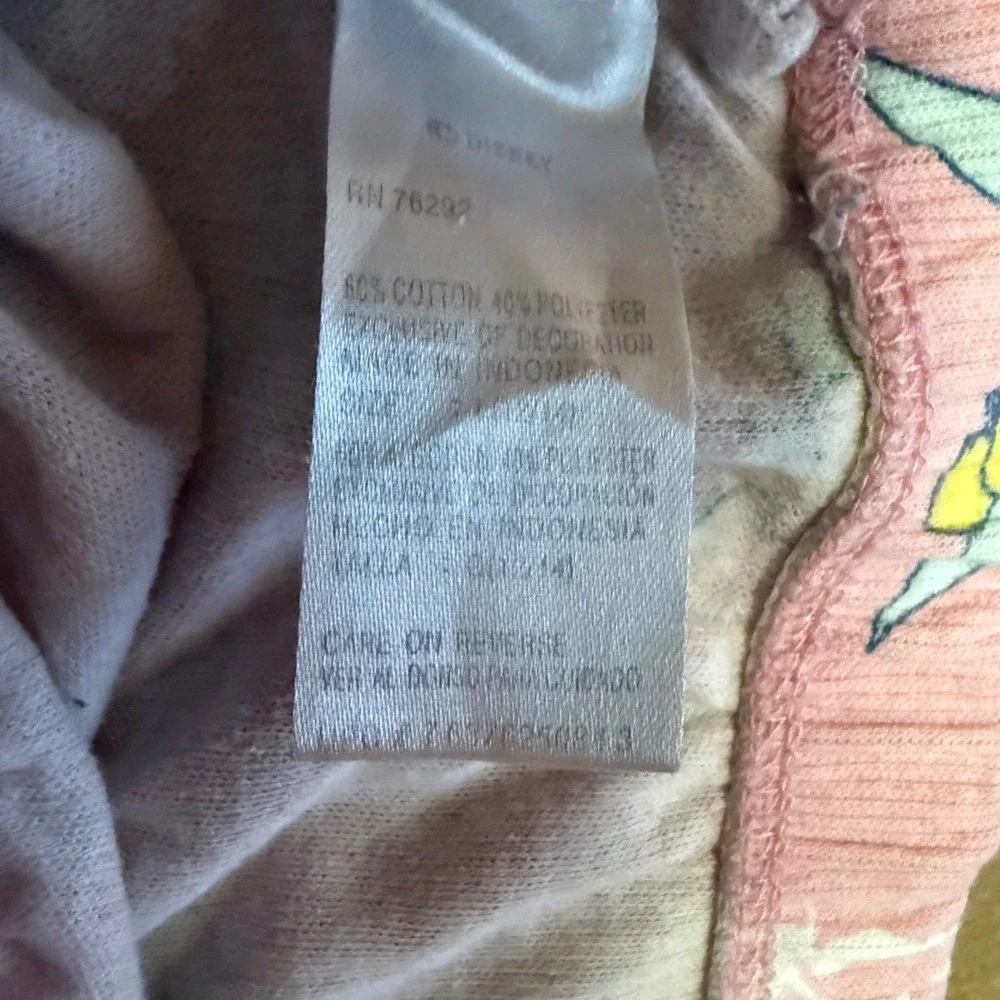 Disney Large Pink Green‎ Long Sleeve Tinkerbell Pajama Set Sleepwear Loungewear